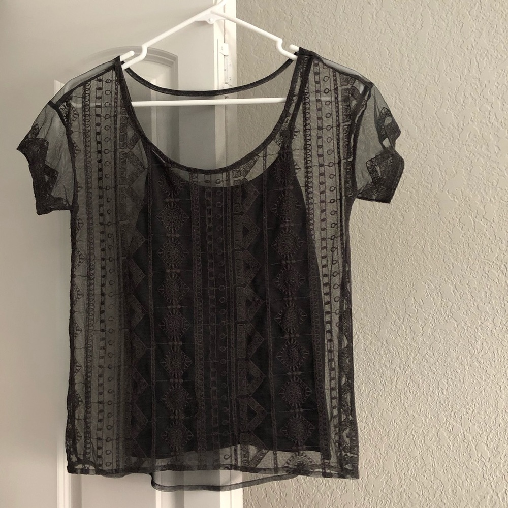 Black lace American Eagles shirt